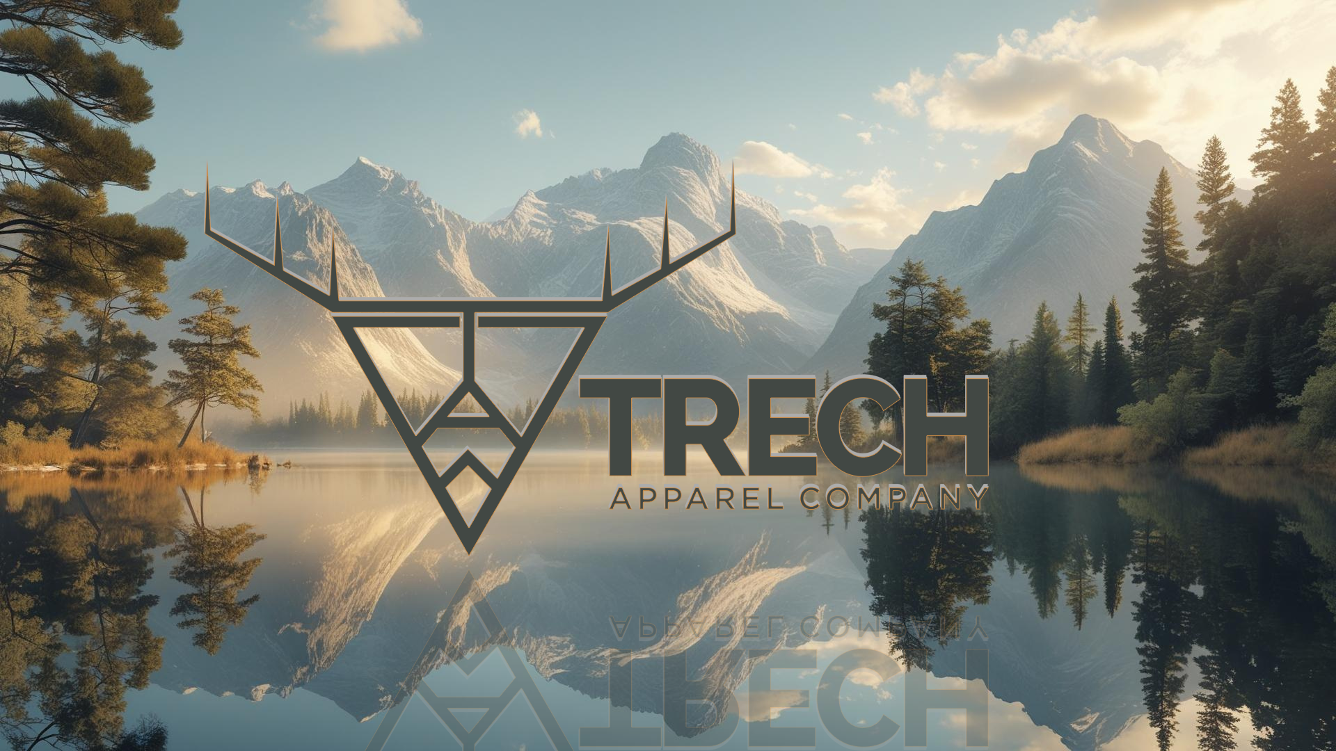 Trech logo over mountain lake